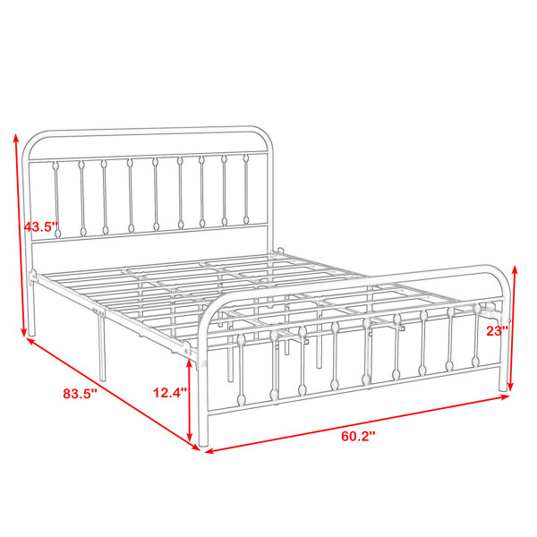 August Grove® Ashai Queen Size Metal Platform Bed Frame with Headboard